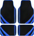 CAR PASS Faux Leather Car Mats Blue Edge Waterproof Car Floor Mats Car Carpet Mats 4 Pieces with Double Stitch Line Anti-Slip Backing Design, Universal Fit for Most Vehicles,SUVs,Sedan,Vans