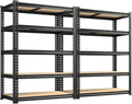 72.12" H Garage Shelving, Storage Shelves Load 2100LBS, 5-Tier Adjustable Shelving Unit with Thickened Wooden Boards for Multiple Scenarios, 72.12" H x 35.55" W x 11.85" D, Black, 2 Pack