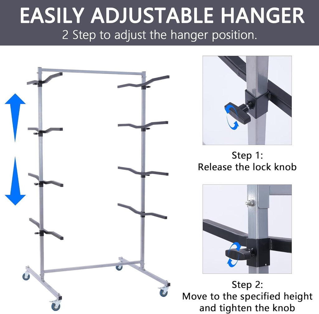Mobile Bumper Storage Rack, Double-Sided Bumper Stand for Automobile Parts, Maximize Efficiency Auto Body & Parts Storage Pannel Tree, 8 Pairs Racks