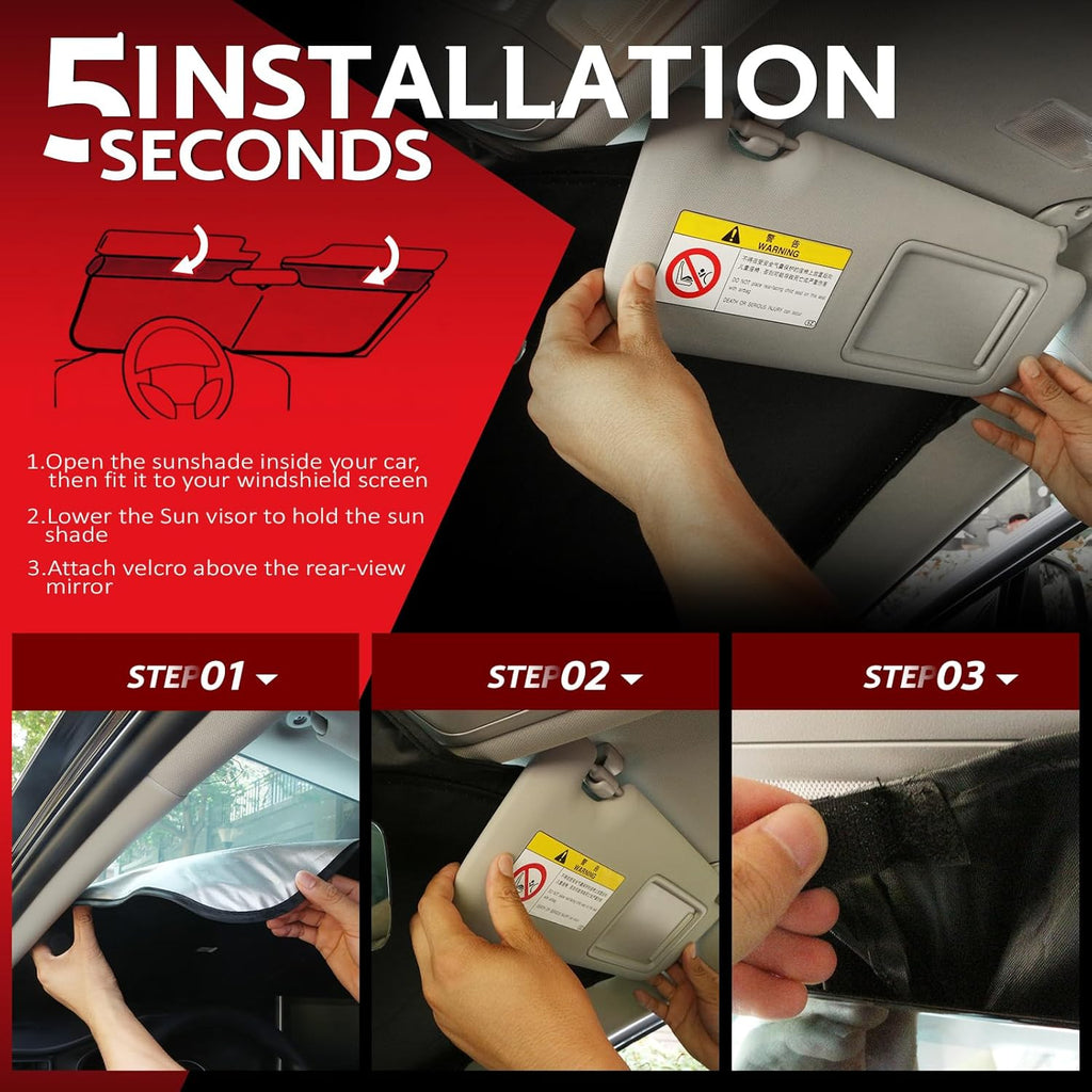 KAYZT Windshield Sun Shade for 2016-2022 Toyota Prius Hatchback(NOT for Prius C or Prius V) Foldable Sunshade Front Window Custom Fit Car Accessories
