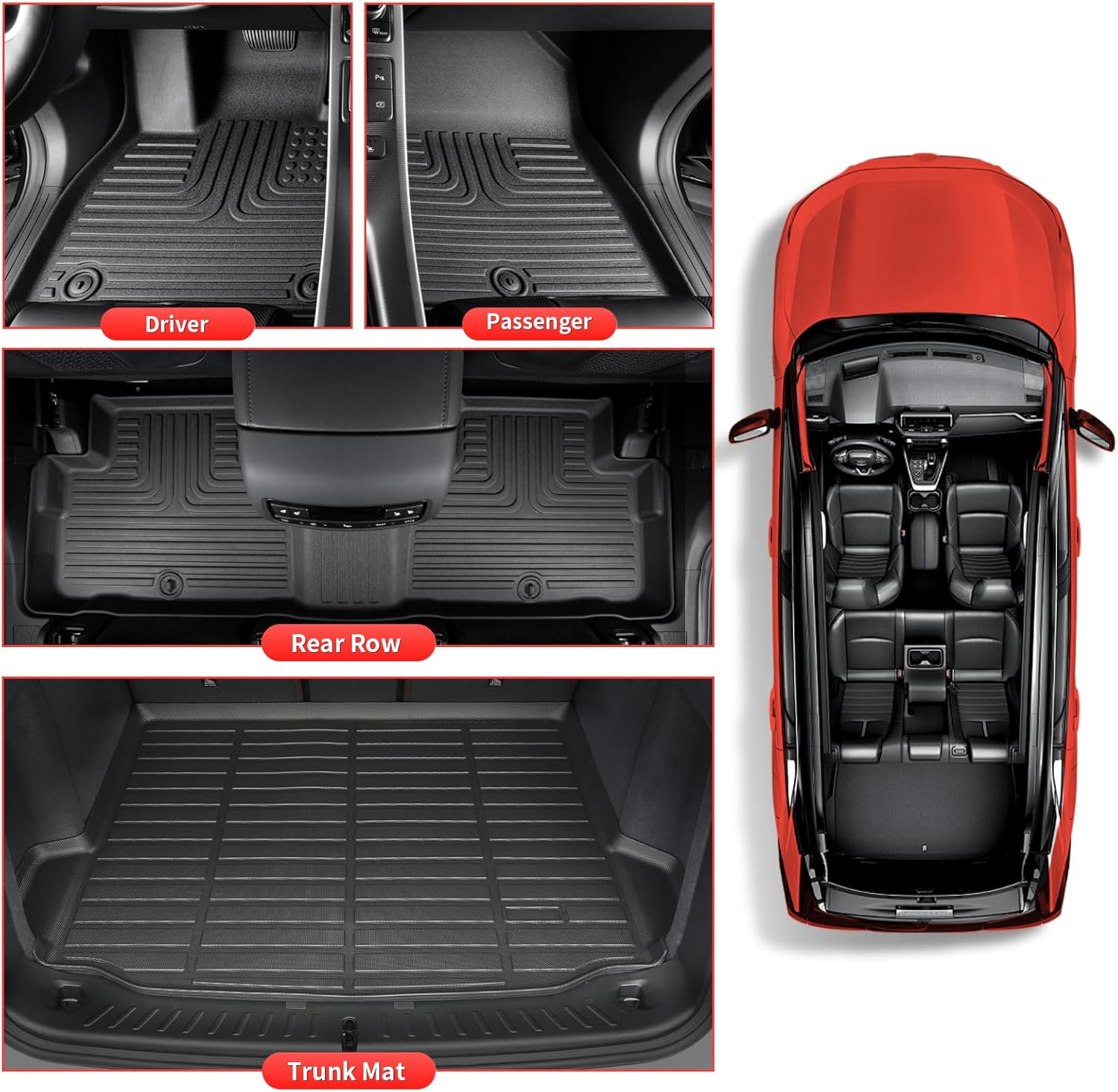 Wayhigh-All Weather Floor Mats & Cargo Liner Set for Honda HRV 2023-2026/Acura ADX 2025 2026, Custom Fit TPE Heavy Duty Car Mats HR-V Hybrid LX | Sport | EX-L Full Set for HR-V Accessories