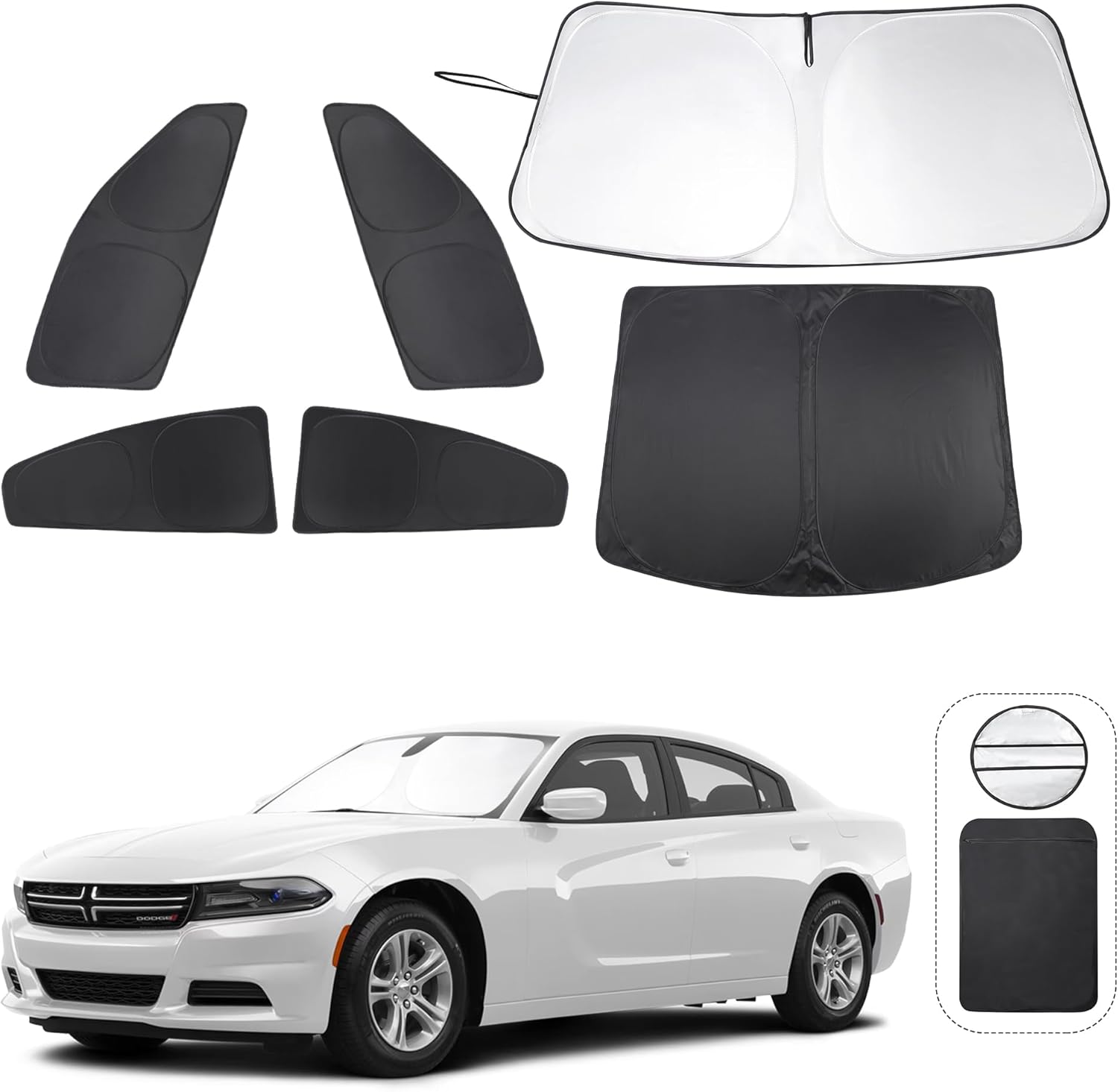 TINGLU Window Shades for Dodge Charger 2011-2023 Accessories Car Side Full Windows Cover Camping Rear Windshield Sun Shade Sun UV Rays Privacy Protection 6PCS