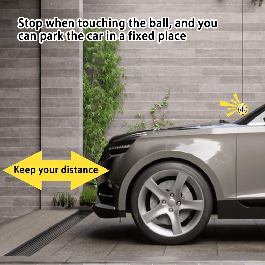 2 Sets Double Garage Parking Aids, Includes 2 Pieces Parking Assist Balls Garage Ball Stopper, 4 Pieces Plastic Cord Locks and 4 Pieces Screw Hooks Garage Parking Indicators for Car Parking