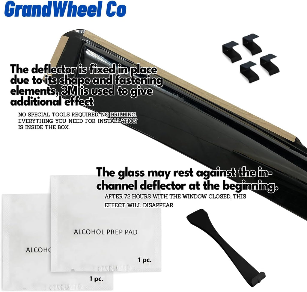Window Deflectors Smoke Tinted In-Channel Side Window Vent Visor Deflectors Rain Guards Compatible with Escalade ESV 2021-2025 - 4pcs. GW0608