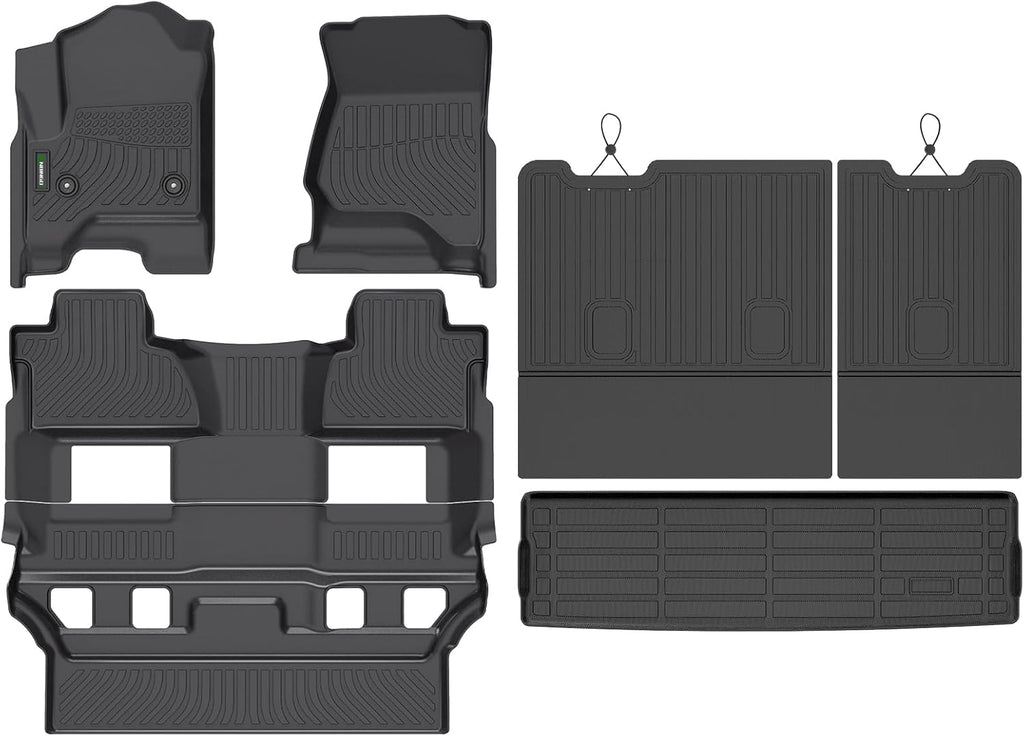 ANBINGO®Floor Mats Fit for Chevy Tahoe/GMC Yukon 2015-2020(Bucket Seat / 7 Seat)(Not for XL)&Cargo Liners&Seatback All Weather Mats for Tahoe TPE Car Rugs for Yukon Rubber Trunk Carpet for Tahoe