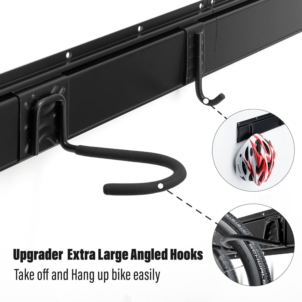 Sinoer Bike wall mount, Bicycle Wall Bracket for 6 Bike+6 Helmets, bike racks for Garage/Home, Vertical Cycling Hanger, Holder for Road Bicycles - 4 Rails