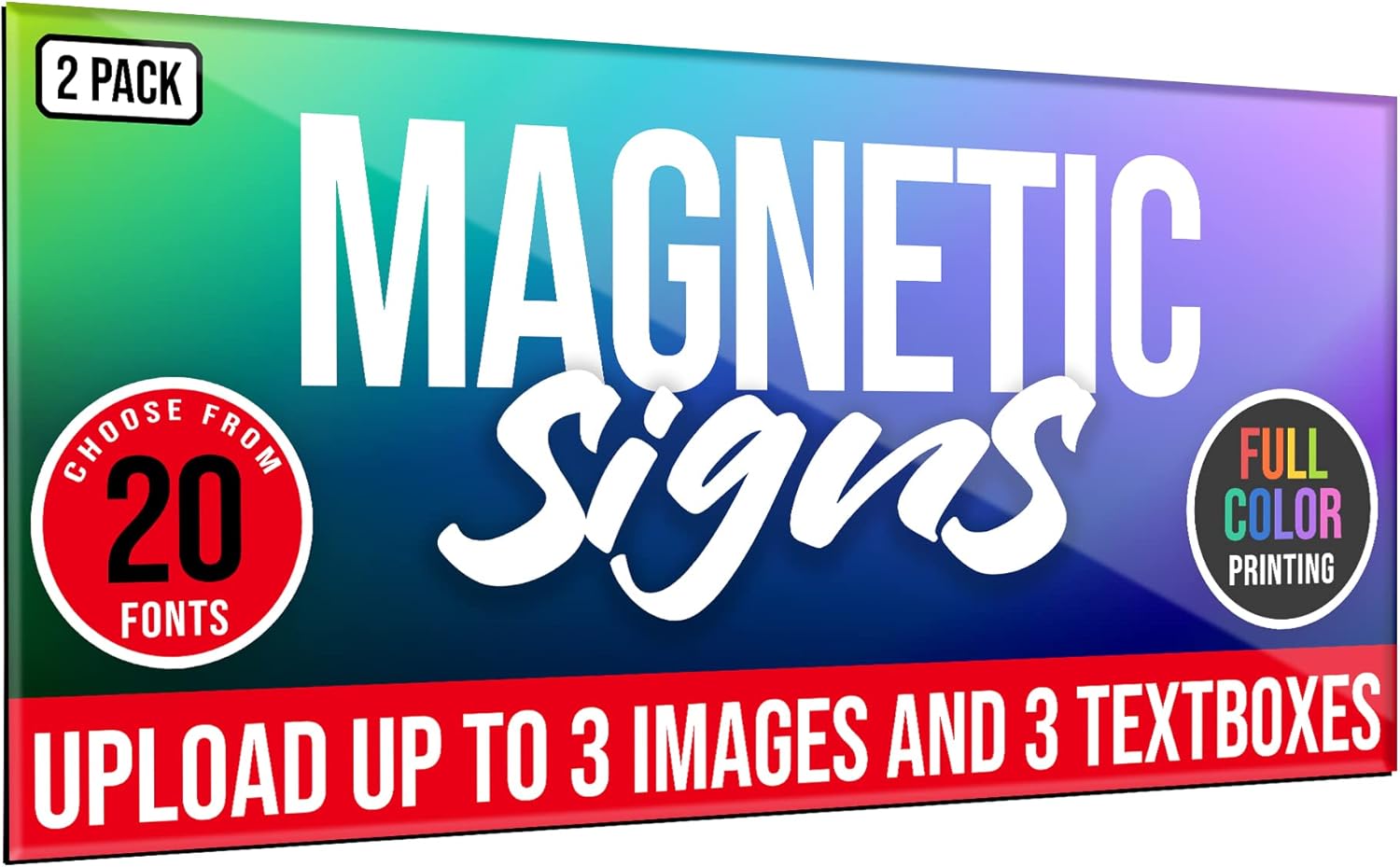 2 Pack, Personalized Magnetic Signs for Vehicles, Custom Car Magnets for Businesses, Customized Full Color Magnetic Truck Signs, 12x24 Car Magnet Signs (Design C)