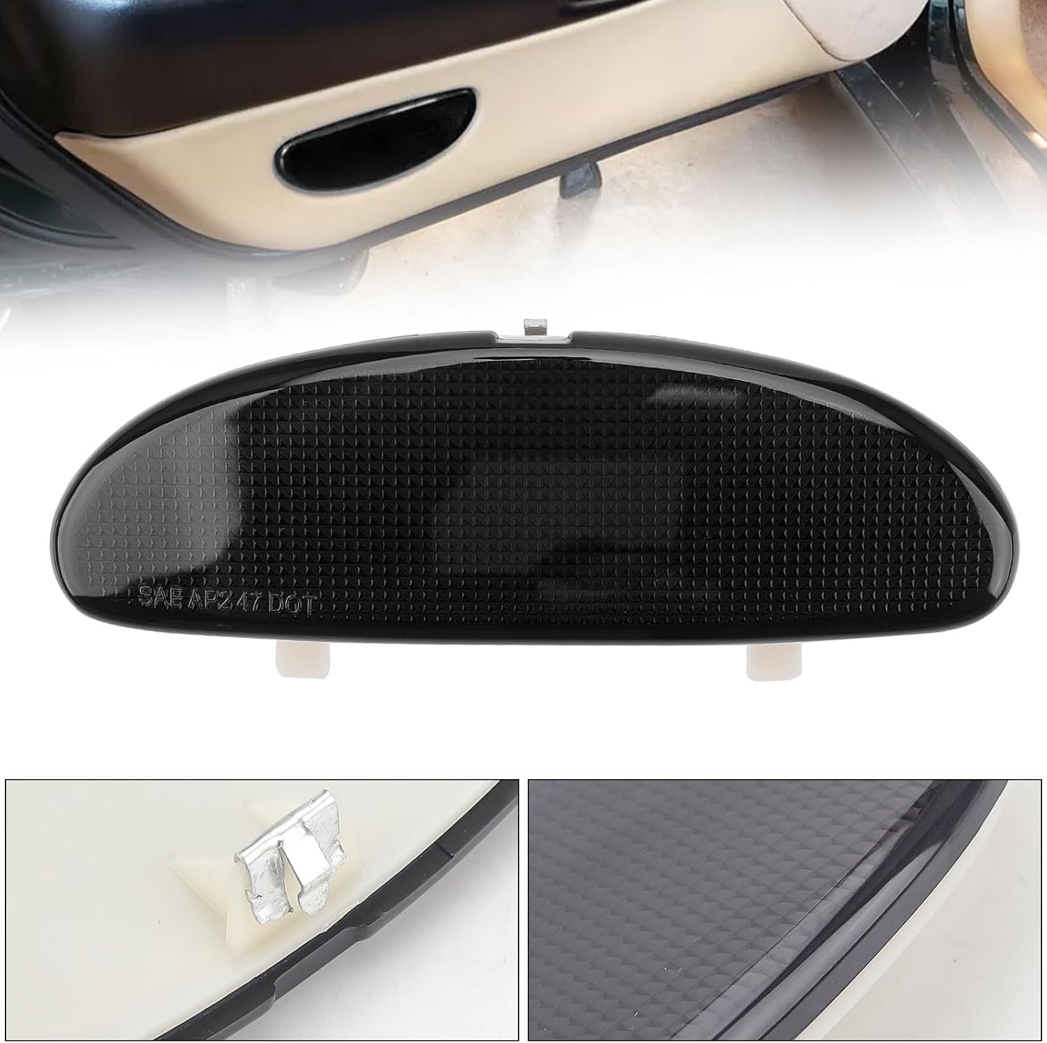 DERI Car Front Inner Door Panel Reflector Plate with Buckle Compatible with C5 Corvette 1997-2004, Left or Right Side Door Panel Reflector Assembly Replace 10295148 (Black)