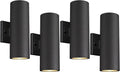 Ken & Ricky Outdoor Light Fixture, Modern Outdoor Sconce Wall Lights, Cylinder Exterior Lighting Fixtures with Tempered Glass Cover for House Porch Garage Patio Doorway Entryway -4Pack