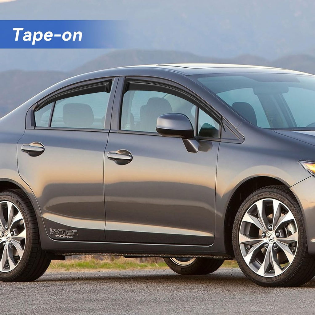 Window Visors Rain Guards for 2006 2007 2008 2009 2010 2011 Honda Civic, Out-Channel Window Vent Wind Deflectors Visors Shades for 06 07 08 09 10 11 Civic Sedan