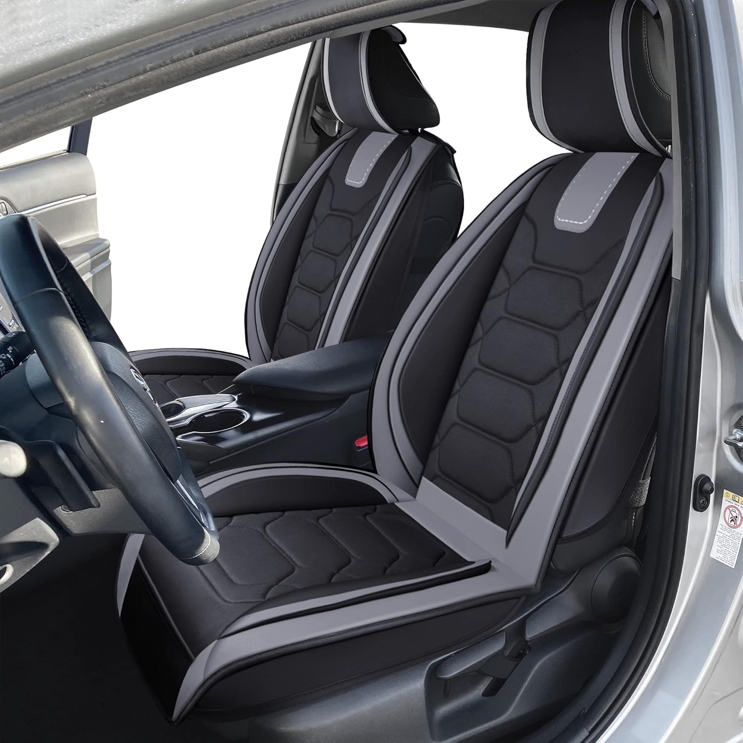OASIS AUTO Custom Fit Seat Covers for 2012-2025 Toyota Camry, Waterproof Faux Leather Seat Protector Cushion Camry Car Accessories (Full Set, Gray)