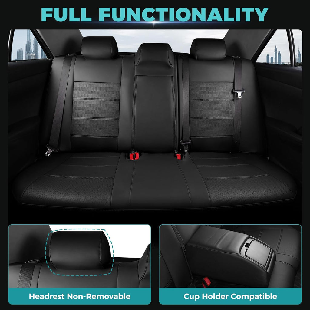 for Toyota Camry Seat Covers L LE XLE 2012 2013 2014 2015 2016 2017 - Custom Fit Car Seat Covers Full Set, Waterproof Breathable Luxury Leather Seat Covers for Cars, Black Not for Hybrid