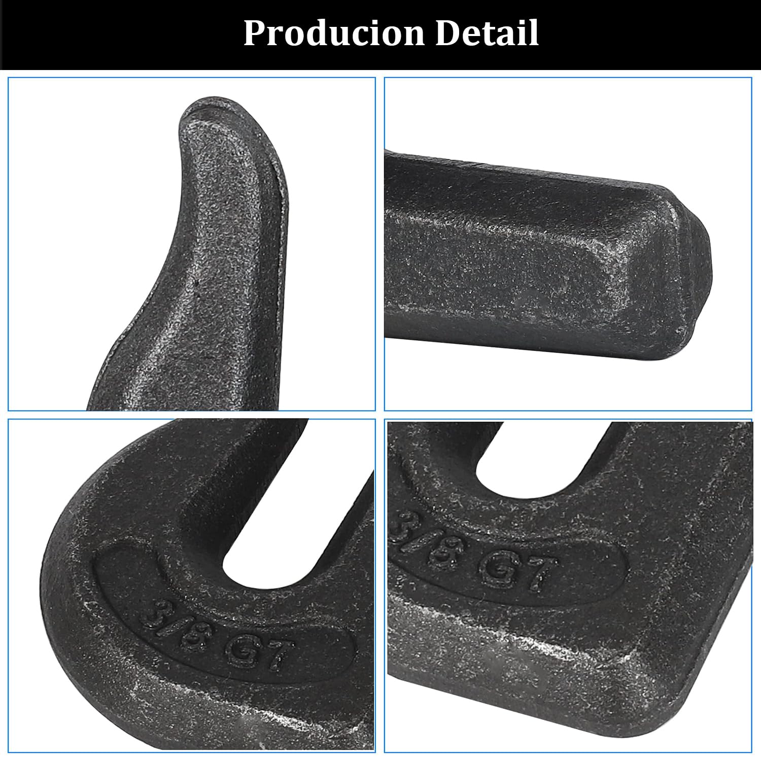 3/8 inch Weld On Grab Hooks, 4PCS Heavy Duty Clevis Grab Hook, G70 Tractor Bucket Hooks Great for Car, Truck, Tractors, Loader Bucket Forklift Trailer