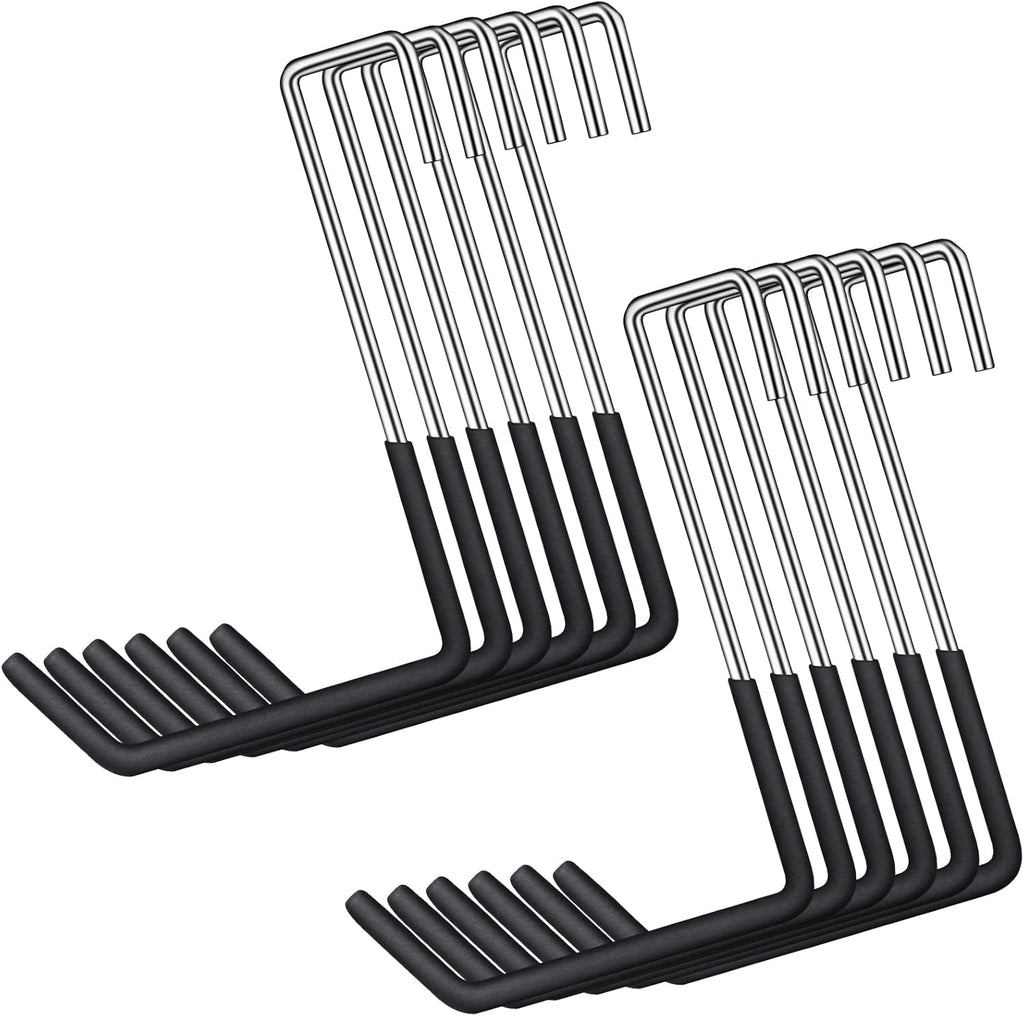 12 Pack Heavy Duty Rafter Hooks for Hanging Vinyl Coated Large S Hooks for Hanging Ladder Bike Hangers Garage Storage Organizer Black