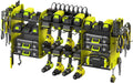 CCCEI Green Large Tools Organizer Wall Mount Charging Station, 39 Inch Long Power Tool Battery Storage Rack with 6FT Power Strip. 8 Drill Holder, Garage Utility Shelves. Pegboard Hanging Extension.