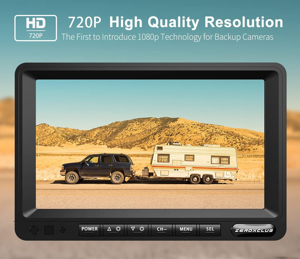 HD Wired Backup Camera System Kit, Sharp CCD Chip, 100% Not Wash Up, IP69 Waterproof Rear View Camera + 7’’ LCD Monitor Reversing for Truck/Semi-Trailer/Box Trucks/RV (ERY01)