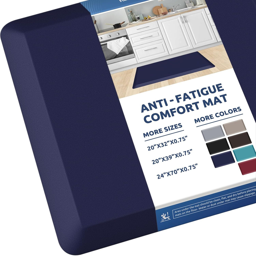 KitchenClouds Kitchen Mat Cushioned Anti Fatigue Rug 20"x32" Waterproof, Non Slip, Standing and Comfort Desk/Floor Mats for House Sink Office (Blue)