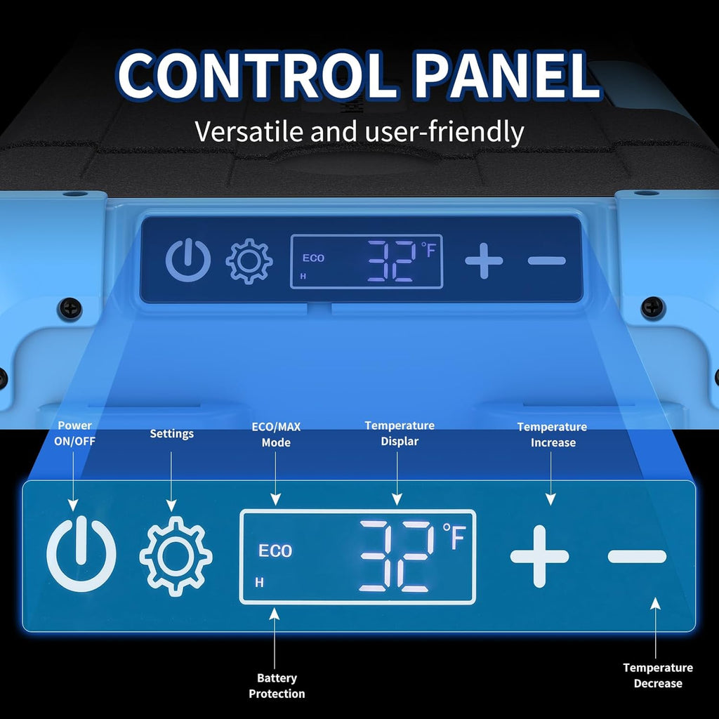 20L Car Refrigerator Freezer, 21QT Single Zone Portable Fridge with Blow Expansion Evaporator, Reversible Door, LED Control, Fast Cooling, 100–240V AC / 12V / 24V DC, -4℉~68℉, Ice Blue