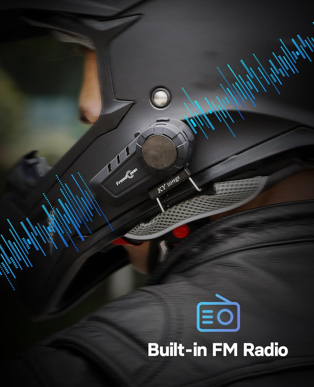 FreedConn KY PRO Hi-Res Motorcycle Helmet Bluetooth Headset, Motorcycle Communication Systems with CVC Noise Cancellation, Stereo Music, 6 Riders 1200m intercom, Dual Device Connection, IP65, 2 Pack