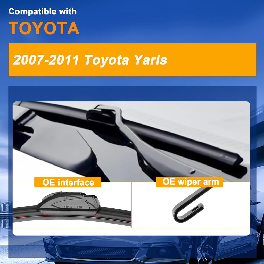 Windshield Wiper Blades Replacement for Toyota Yaris 2007 2008 2009 2010 2011 Original Factory Quality Front Rear Wipers Blade Set for My Car - 26" 14" 12" (Pack of 3)