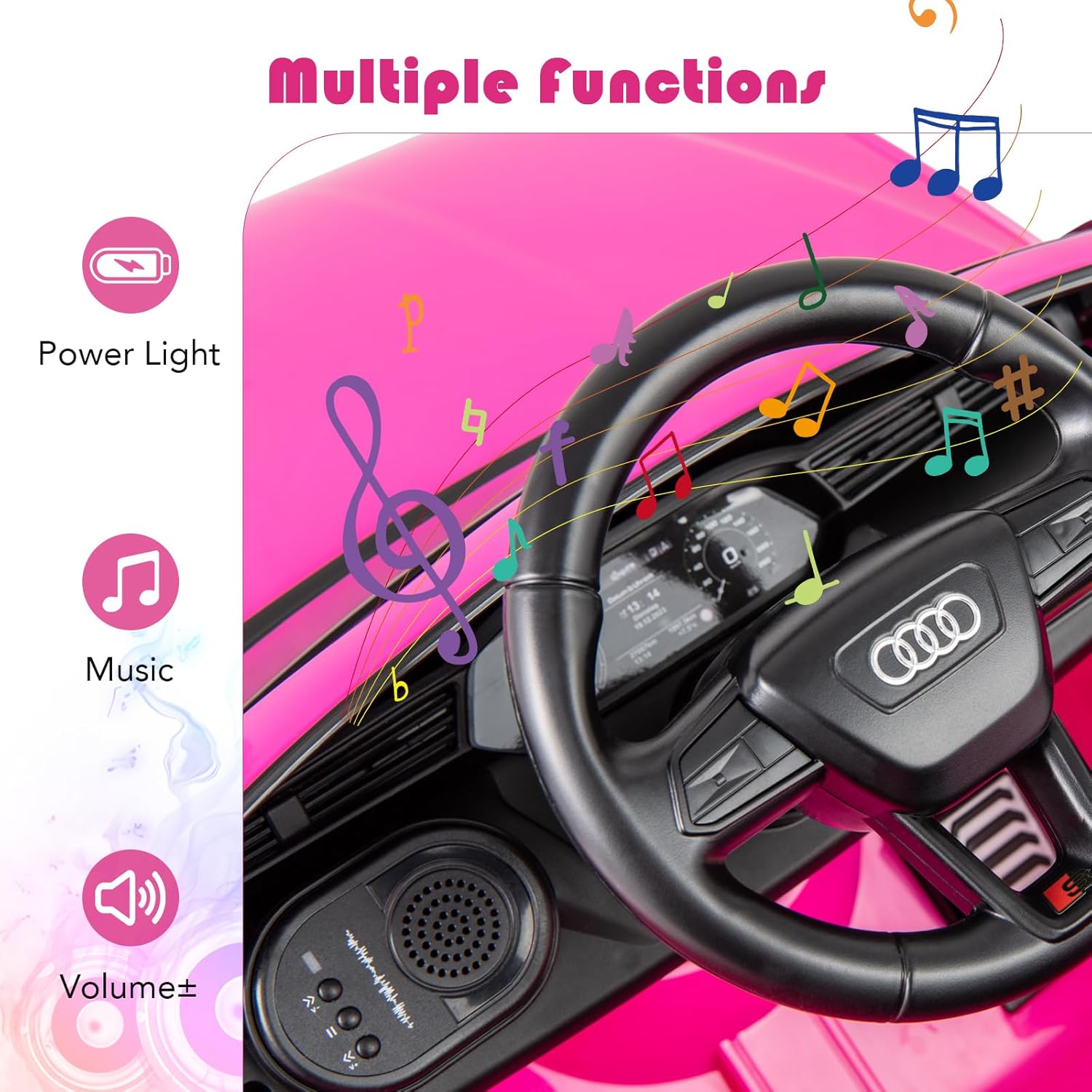 Licensed Audi SQ8 Ride on Car by OLAKIDS, 12V Kids Electric Vehicle with Remote Control, Toddlers Battery Powered Toy with 3 Speeds, Wheels Suspension, Music (Pink)