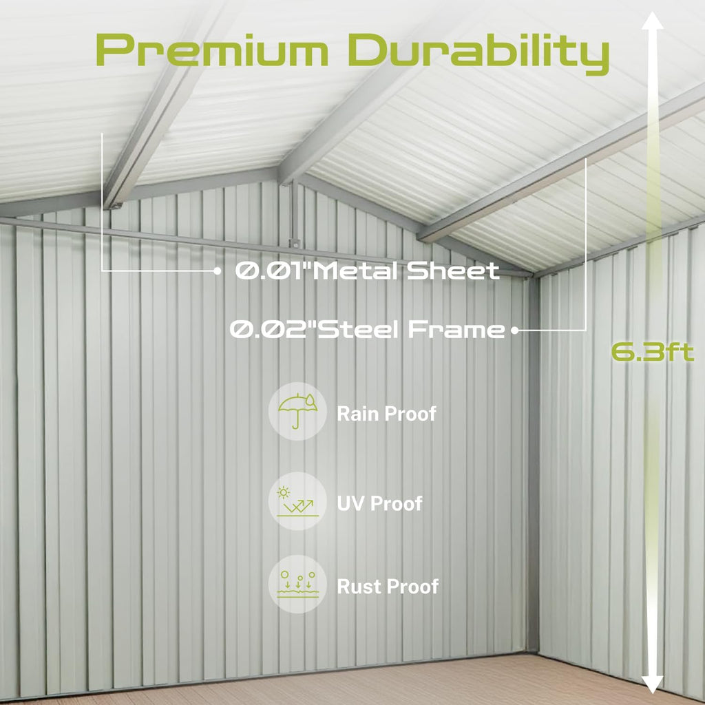 6' x 4' Outdoor Storage Shed, Sturdy Metal Building w/Lockable Doors for Garden, Backyard, Poolside and Lawn, Black+White
