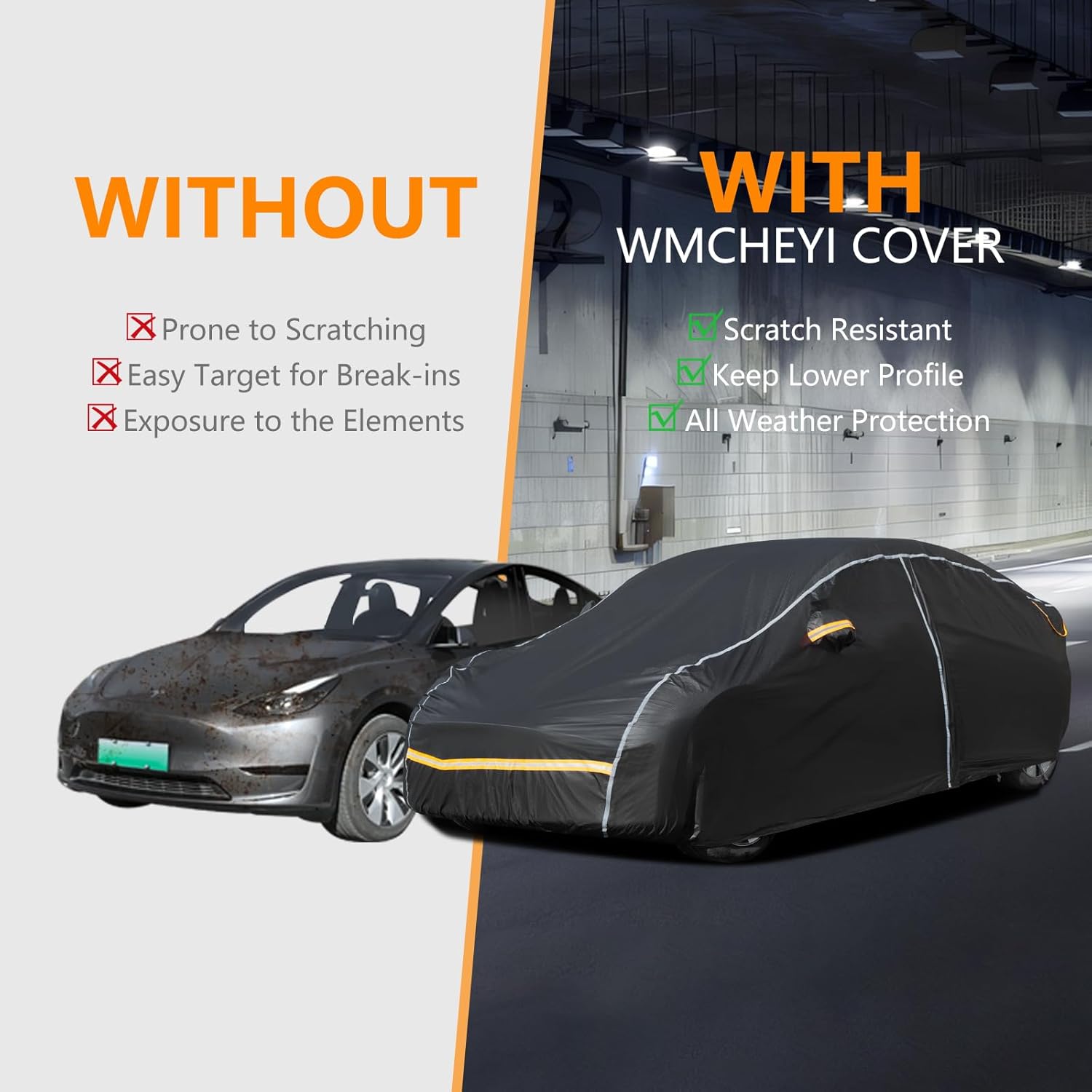 Car Cover Waterproof All Weather,6 Layers Car Covers for Automobiles, Full Exterior Cover with Zipper, Outdoor SUV Car Cover Sun UV Rain Snow Wind Protection, Fit for 192"(192*74*74 inch)SUV