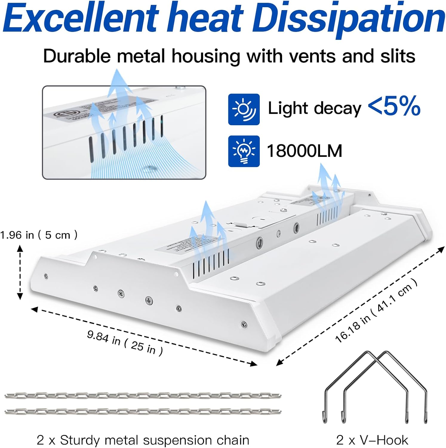 JTT LED Linear Shop Lights 150W, 21000LM 360° Adjustable Led High Bay Lights 5000K Daylight 120-277V, Led Garage Light for Shop Workshop Store Commercial Supermarket Warehouse Basement, 4-Pack ETL