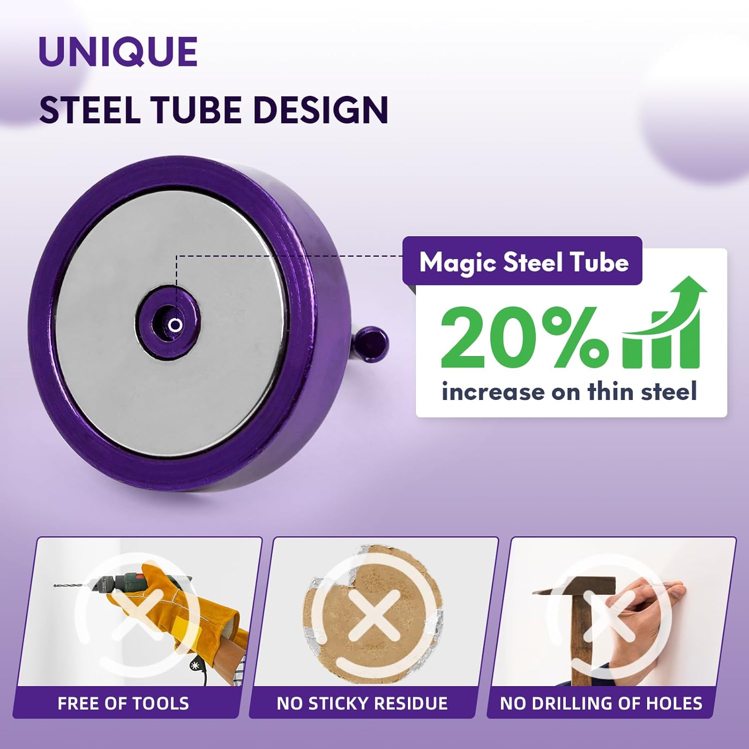 Neosmuk Magnetic Hooks, Cruise Ship Essentials, 100lb+ Heavy Duty Magnetic Hooks for Cruise Cabins, Refrigerator, Grill, Hanging, and Travel | Extra Strong Must-Haves Magnet Hook,Purple
