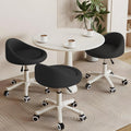 Rolling Stool Set of 3 Rolling Hydraulic Salon Stool with Low Backrest - Adjustable Swivel Chair for SPA, Shop, Salon, Massage, or Medical Office Black