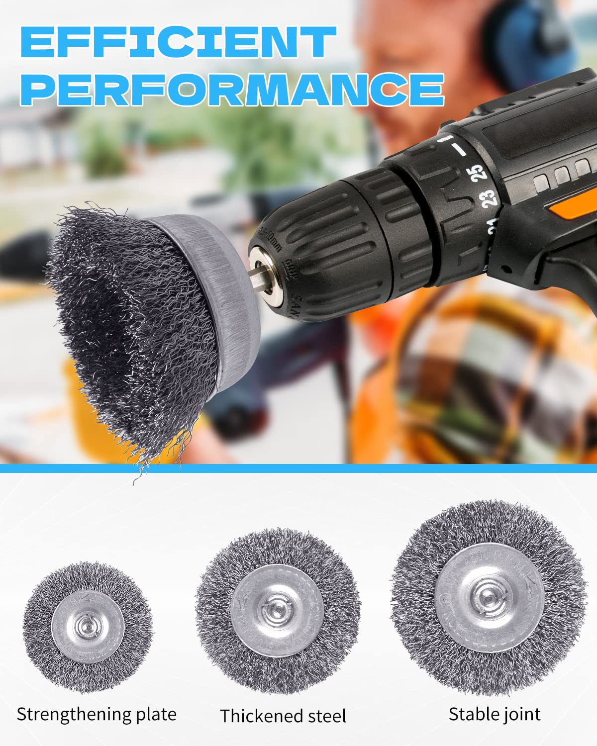60 Pack Rocaris Carbon Steel Wire Wheel Brush Set - Cup, Wheel, and Pen Brushes With 1/4-Inch Hex Shank for Rust Removal, Corrosion and Scrub Surfaces