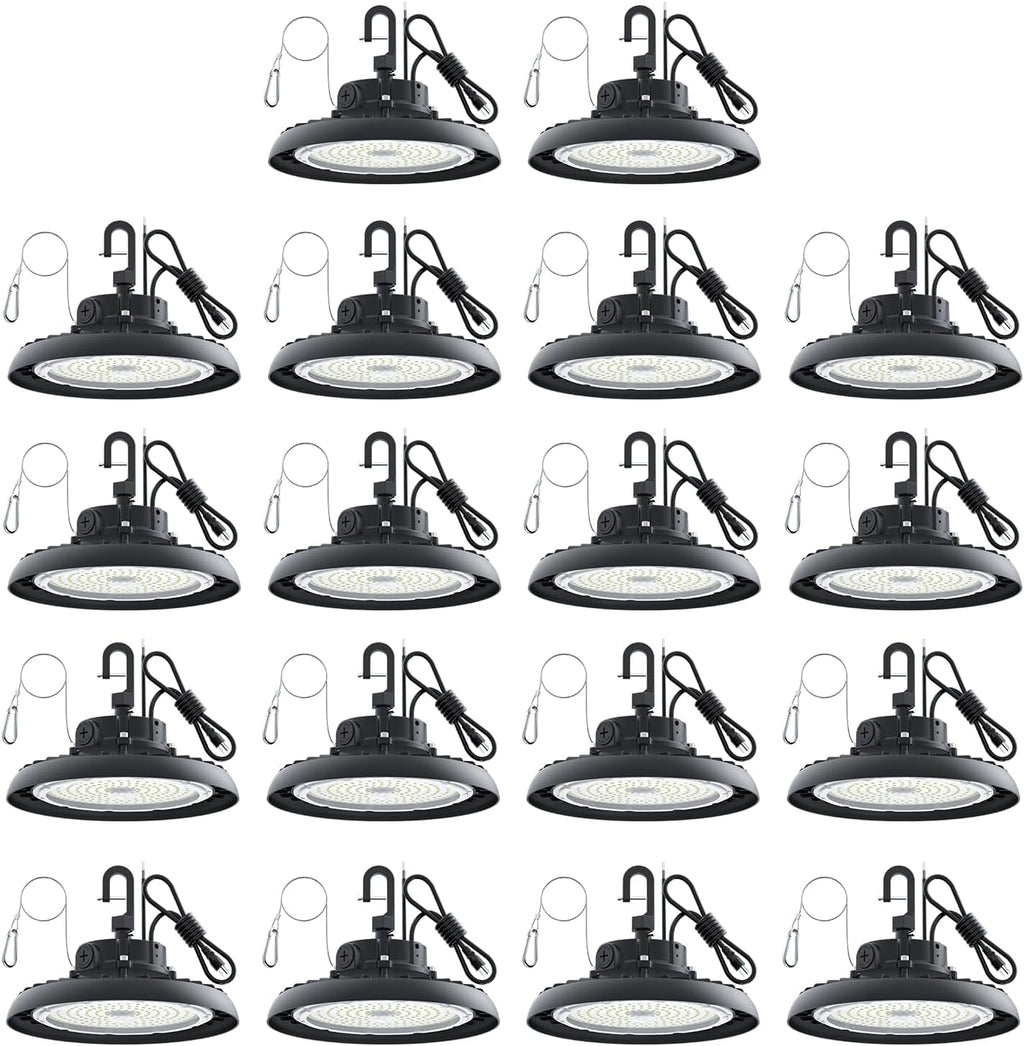 High Bay Lights LED UFO Light 240W LED Shop Lights 6000K IP65 Commercial Bay Lighting Fixture 43200 LM Super Bright, 5ft Cable Plug & Play for Warehouse Factory Garage Workshop Barn 18 Pack