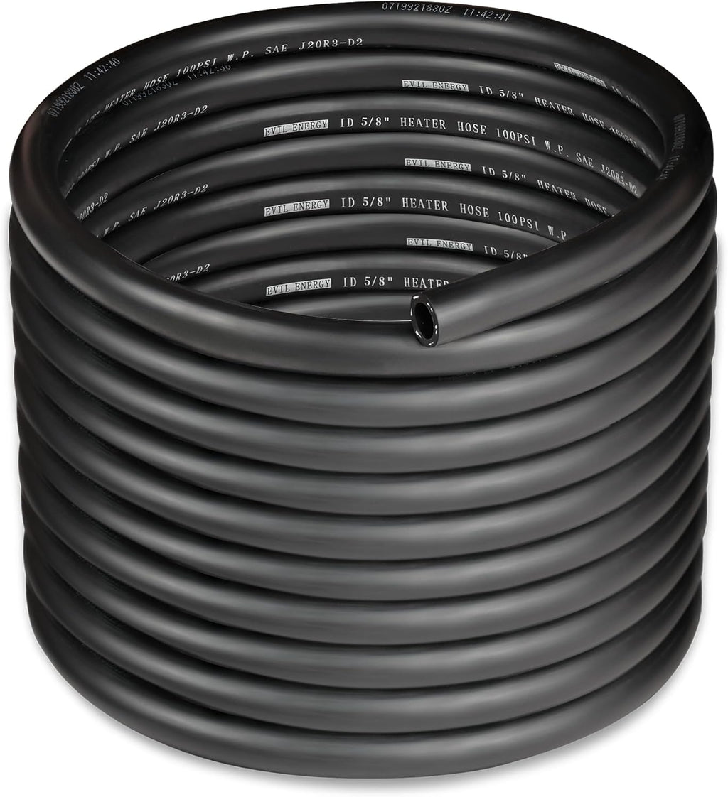 EVIL ENERGY 5/8" Heater Hose Coolant Radiator Straight 100PSI SAE 20R3 25FT Black