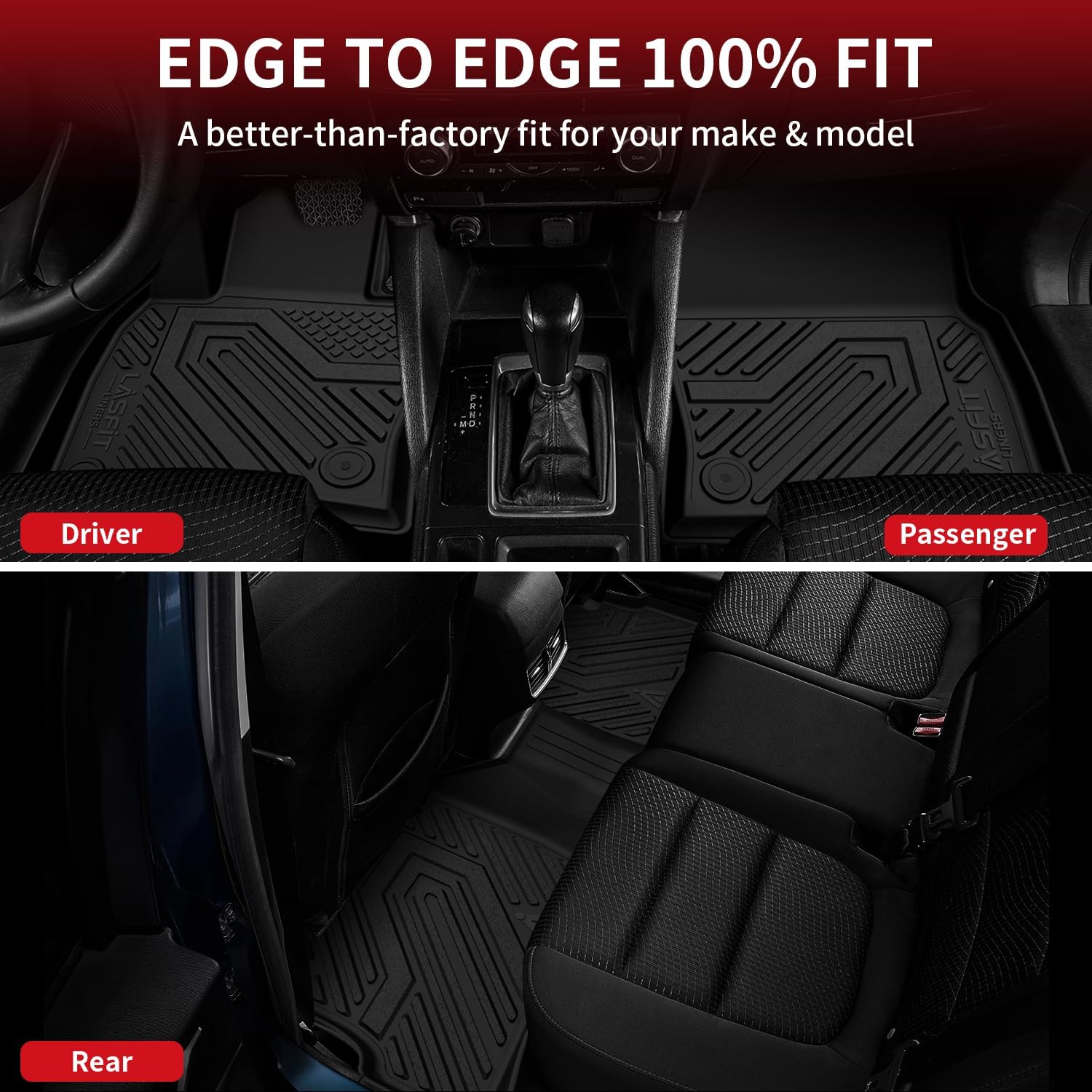 LASFIT Floor Mats & Trunk Mat Fit for Mazda CX50 2025 2024 2023 (Not for Hybrid) Custom Fit CX 50 Floor Liners TPE All Weather Car Mats Accessories, 1st & 2nd Row & Cargo Mat for CX-50-Black
