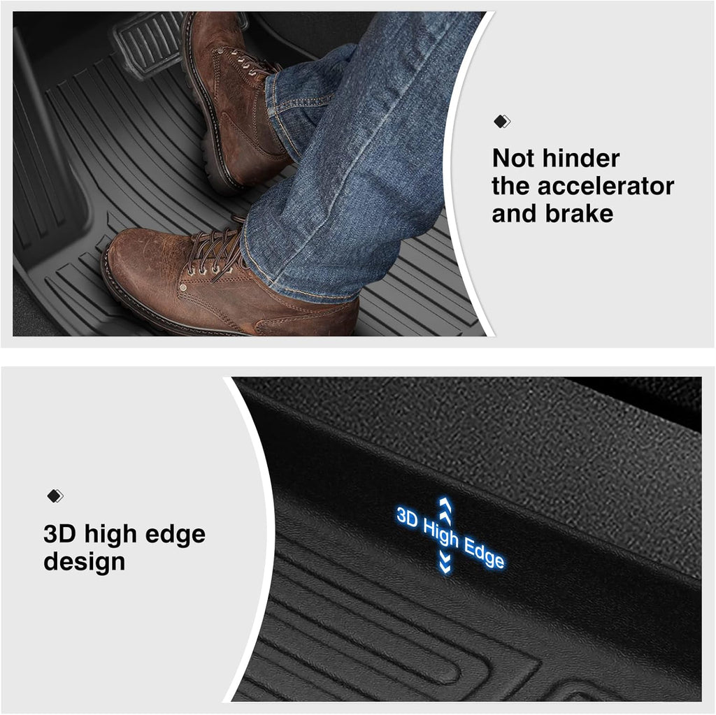 Powerty Floor Mats for 2024 2025 Tesla Model 3 Highland Accessories 1st & 2nd Row Liner Set All Weather TPE 3D Car Mats All-Weather Floor Liners
