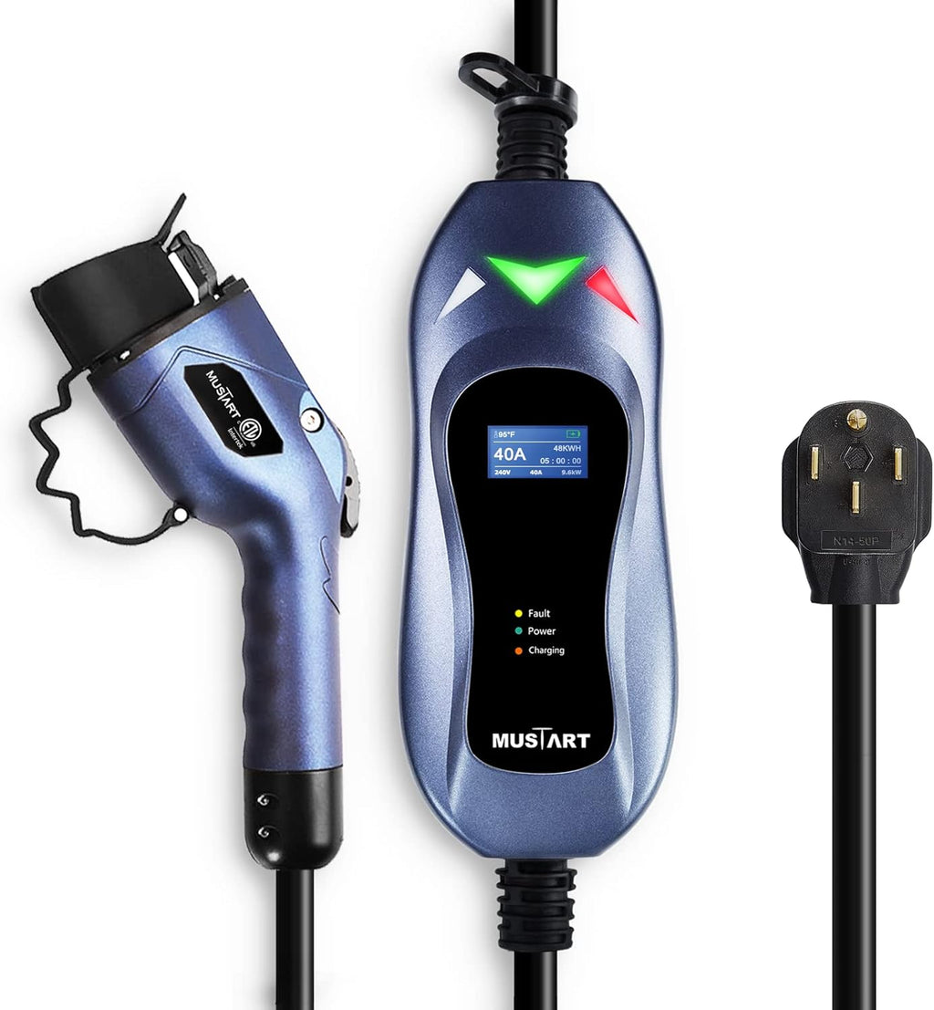 Level 2 EV Charger, 40 Amp, 240 Volt, 25ft Cable, Electric Vehicle Portable Charger Plug-in EV Charging Station with NEMA 14-50P, ETL Certificated