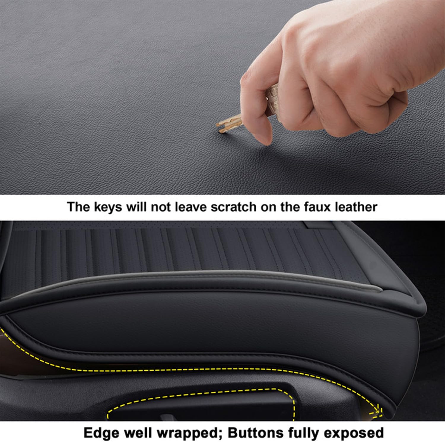 LINGVIDO Car Seat Covers,Breathable and Waterproof Faux Leather Automotive Seat Covers for Cars SUV Pick-up Truck Sedan(Front Seat,Black GrayLine)