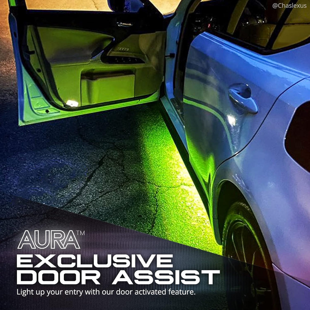 OPT7 Aura Aluminum LED Underglow Kit for Car with Remote Control, Exterior Neon Accent Under Glow Lights, Rigid Waterproof Strip Lights, Music Soundsync Mode, Multicolor RGB Light Bars