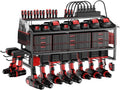 Power Tool Organizer Wall Mount with Charging Station, 3 Layer Storage Rack and Tool Holder for Garage Organization, 8 Drill Holder Wall Mount and 6 Outlet Power Strip