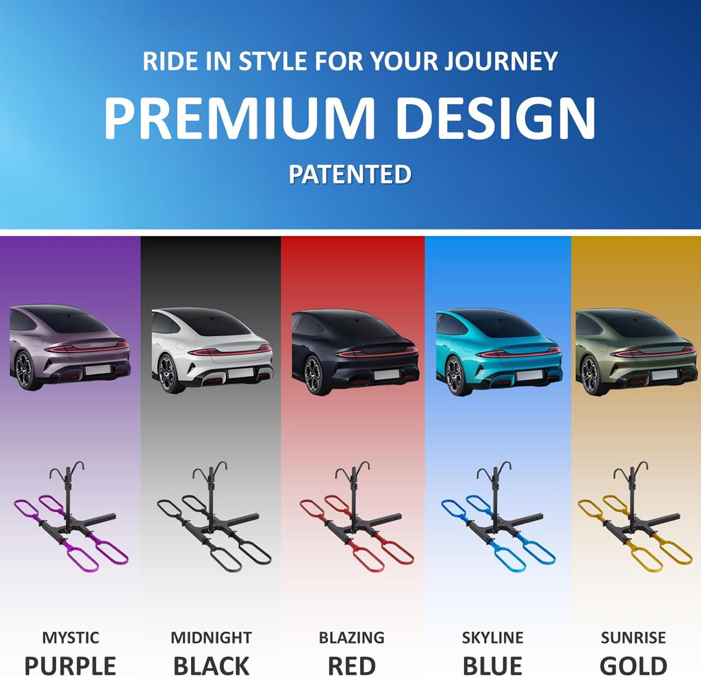 Trailer Hitch Bike Rack for Car 2 Bikes, E Bike Carrier Hitch Mount 2 Bike, Fat-Tire Ebike Rack for Tow Hitch, Fits 2" Receiver for SUV Truck Rv Van (2 Bike - 200 Lbs Cap - Black)