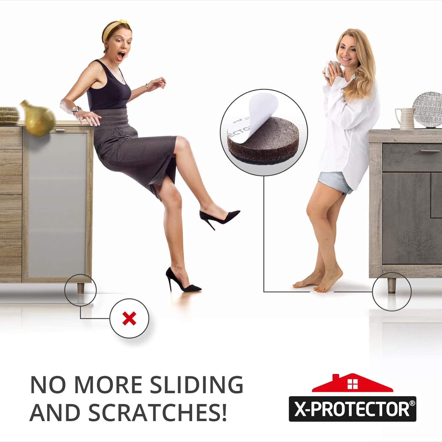 Non Slip Furniture Pads 16 pcs 1" X-Protector - Premium Furniture Grippers! Self-Adhesive Rubber Feet Furniture Feet - Ideal Non Skid Furniture Pad Floor Protectors - Keep Furniture in Place!