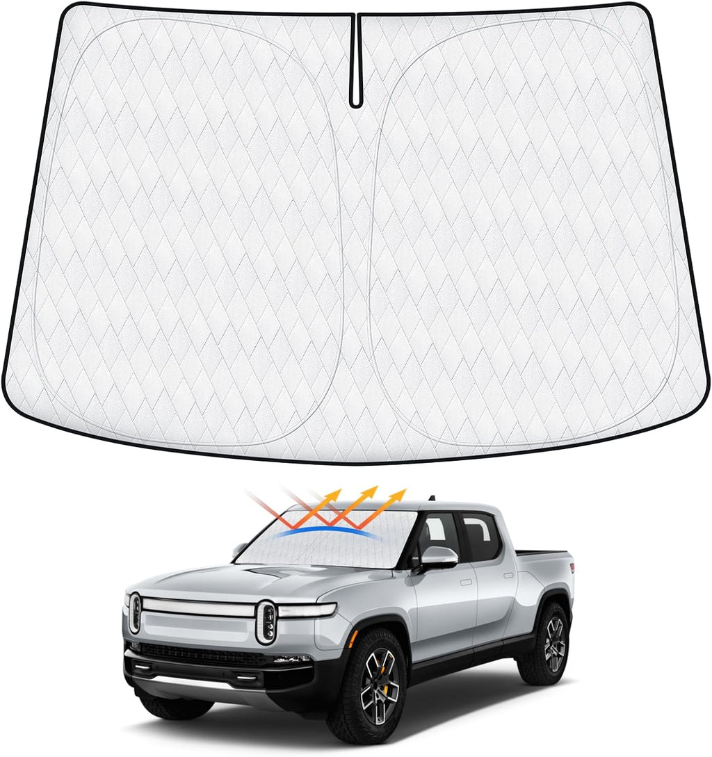 Cartist 5-Layer Windshield Sun Shade Custom Fit for Rivian R1T 2022-2025 2026 Accessories Foldable Car Front Window Sunshade Sun Visor Protector