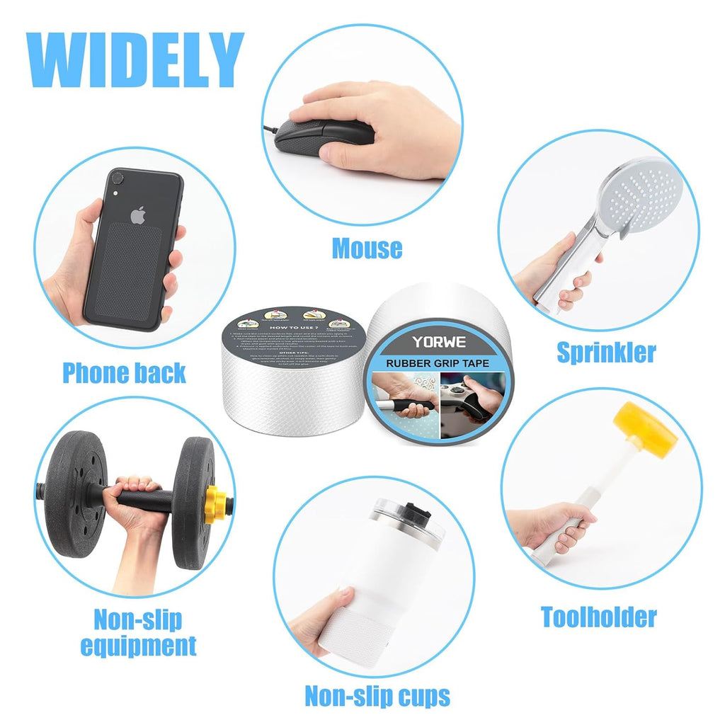 Rubber Grip Tape, Ultra-Thin Strong Adhesive Anti-Slip Waterproof Heat Resistant Wear-Resistant Cushion Pad, Making Handles or Contact Surfaces Safer, with Grip and Comfort (Clear, 1In x 10Ft)