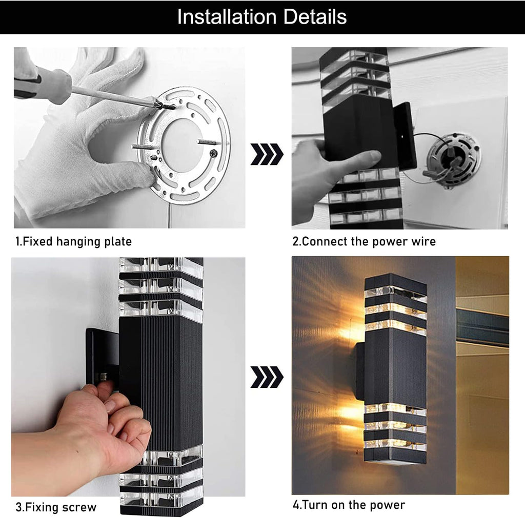 18inch LED Square Up & Down Wall Lights,24W Outdoor Wall Light 4000K Day White Aluminum Body Waterproof IP65 LED Exterior Light Fixtures Wall Mount for House Patio Garage Garden. (8 Pack)