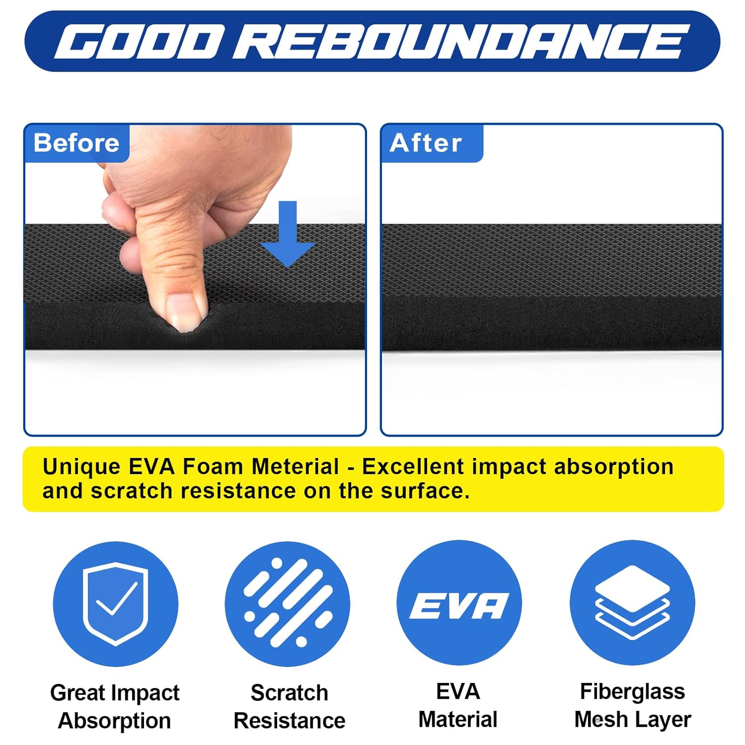 Spurtar Garage Wall Protector, 2 Pack Garage Car Door Protector and Mesh Fabric Thick Adhesive Padding, Resilient EVA Foam Car Door Bumper Guards for Parking Aid, 15.7" x 5.9“x 3/4"
