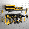Power Tool Organizer Wall Mount with 4 Drill Holder, Formed Integrally Heavy Duty Garage Tool Organizers and Storage with Hooks for Battery, Tool Box, Screwdriver, Plier and Hammers Gifts for Men