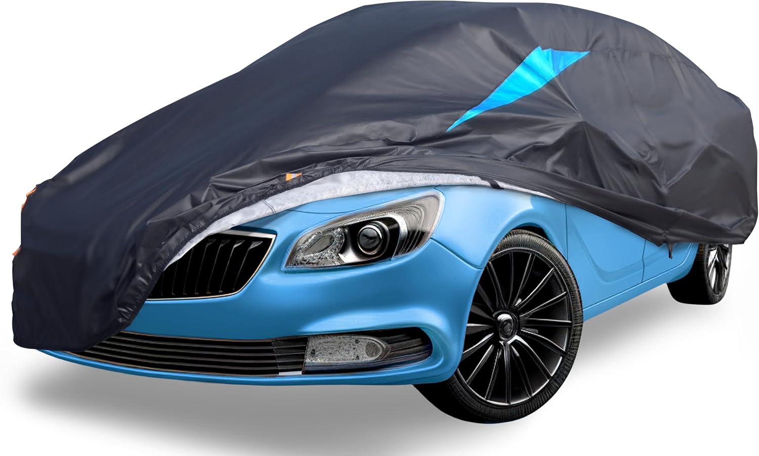 Car Cover Waterproof All Weather, 6 Layers Car Covers for Automobiles, Full Exterior Cover with Zipper, Outdoor Car Cover Sun UV Rain Snow Wind Protection for Sedan (173-183 inch)