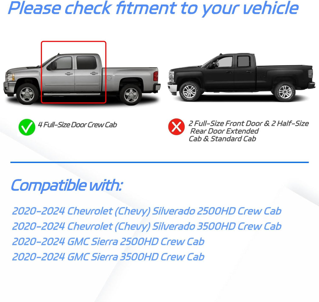 in-Channel Rain Guards Fit for 2020-2025 Chevrolet (Chevy) Silverado/GMC Sierra 2500HD/3500HD Crew Cab, Durable Side Wind Deflectors, Vent Window Visors Shade 2021 2022 2023 2024