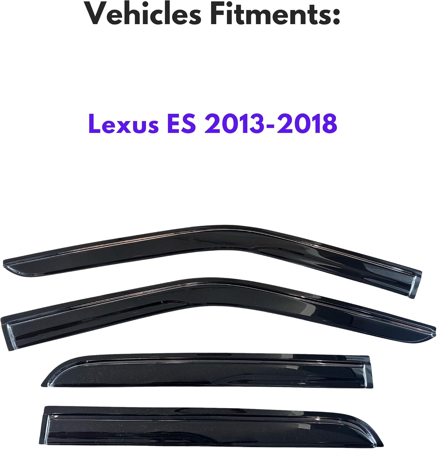 KPY Window Visor Compatible with Lexus ES 2013-2018, 4PC Rain Guard Side Window Vent Deflectors Tape-On Mugen Style, 2013 2014 2015 2016 2017 2018