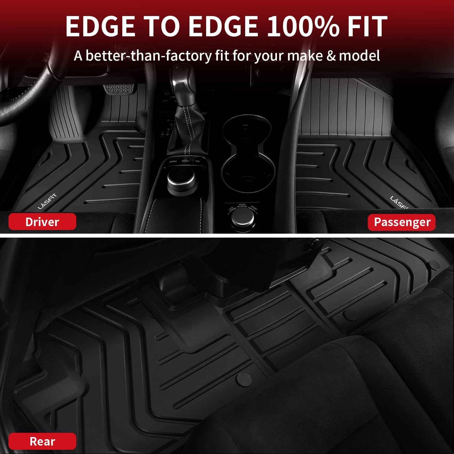LASFIT Floor Mats for Lexus RX 2022 2021 2020 2019 2018 2017 2016 RX350 RX450h, All Weather Floor Liners Custom Fit TPE Car Mats Front & Rear Mats, Black